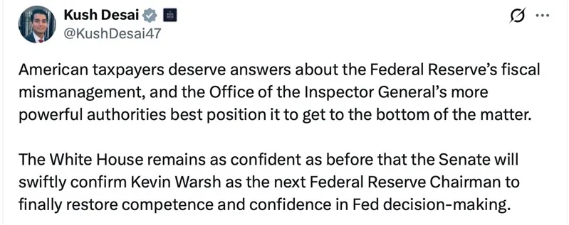 DOJ huỷ điều tra h&igrave;nh sự đối với Chủ tịch Fed