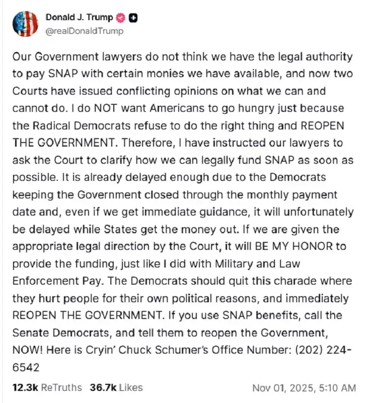 Sau nỗ lực từ Toà án Liên bang, SNAP khởi động lại vào ngày 5/11?