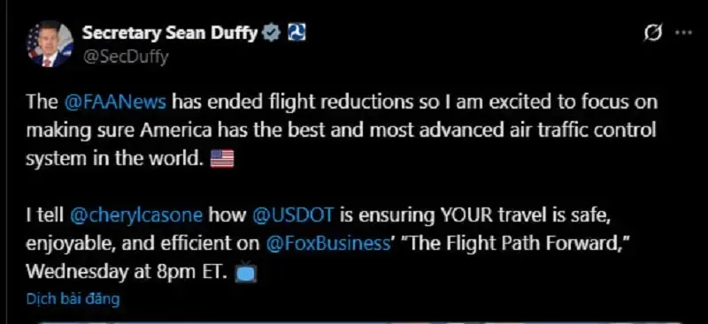 Hoa Kỳ: Các hãng hàng không trở lại lịch bay bình thường từ 17/11