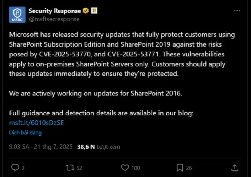 Microsoft bị tấn công phần mềm, rủi ro cho doanh nghiệp và chính phủ toàn cầu