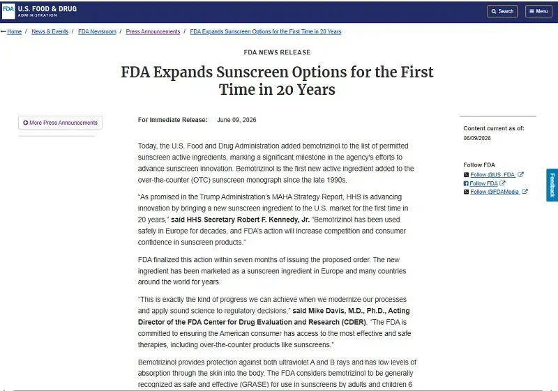 Sau hơn 2 thập kỷ, FDA mới duyệt th&ecirc;m một chất chống nắng mới