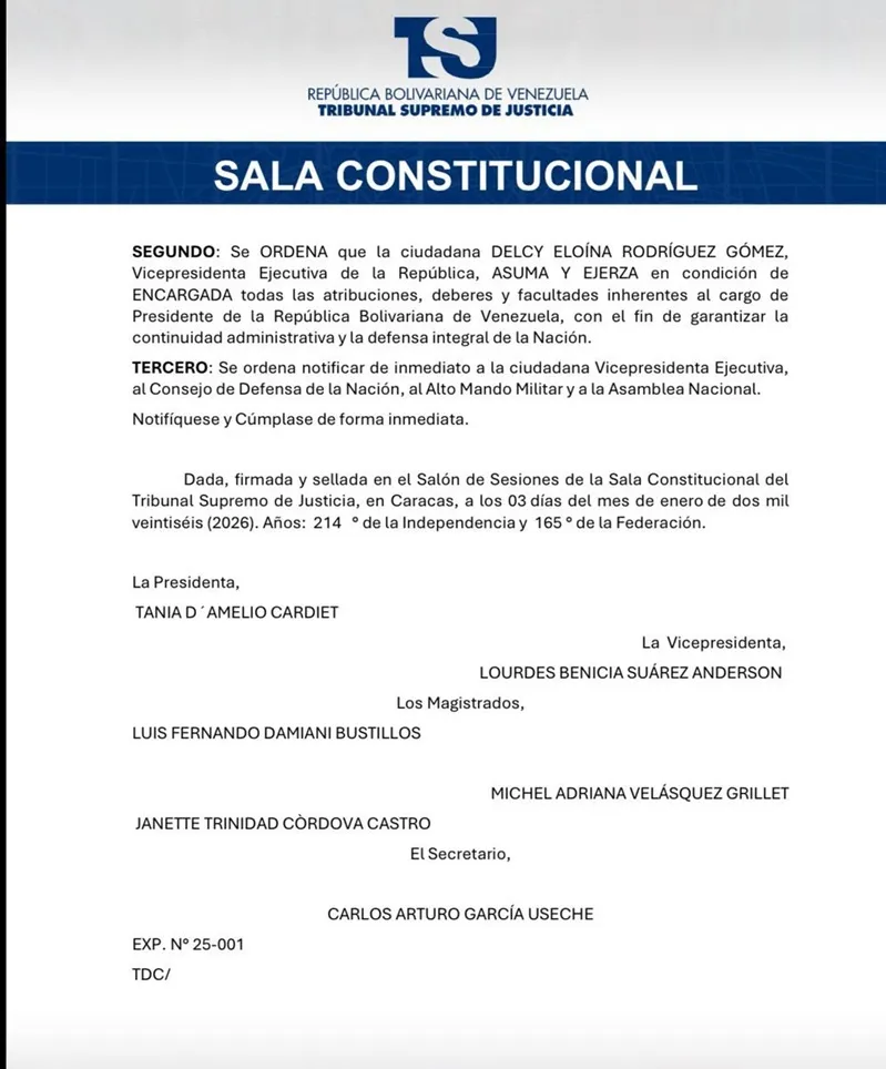 T&ograve;a &aacute;n Venezuela chỉ định b&agrave; Rodr&iacute;guez l&agrave;m Tổng thống l&acirc;m thời