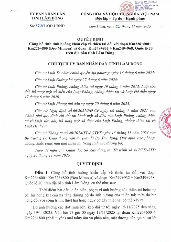 Lâm Đồng công bố tình trạng khẩn cấp tại đèo Mimosa