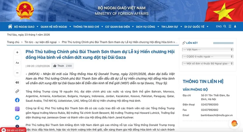 Tổng thống Trump ch&iacute;nh thức ra mắt &ldquo;Hội đồng Ho&agrave; b&igrave;nh&rdquo; 