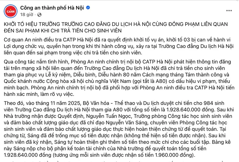 Khởi tố Hiệu trưởng &ldquo;ăn chặn&rdquo; tiền A80 của sinh vi&ecirc;n 