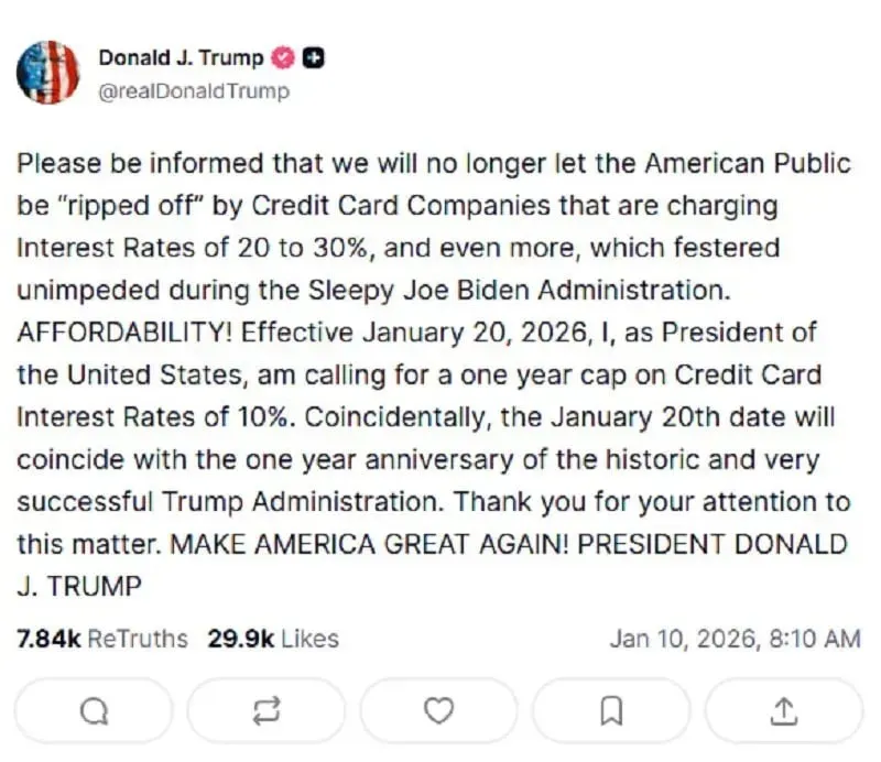 Trump k&ecirc;u gọi &aacute;p trần l&atilde;i suất thẻ t&iacute;n dụng 10%, cổ phiếu ng&acirc;n h&agrave;ng tăng