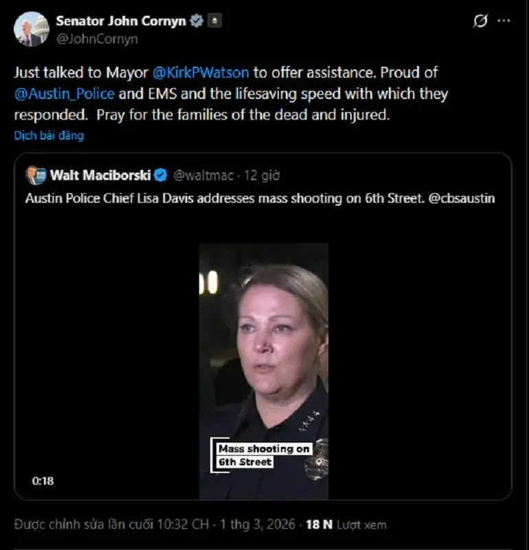 Xả s&uacute;ng g&acirc;y thương vong tại Texas, FBI kh&ocirc;ng loại trừ khả năng khủng bố