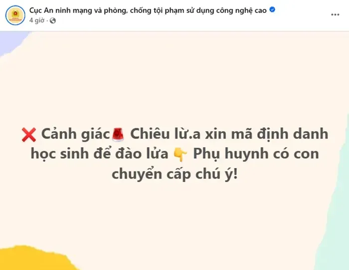 Cảnh gi&aacute;c chi&ecirc;u lừa xin m&atilde; định danh học sinh m&ugrave;a chuyển cấp 
