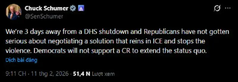 Đảng D&acirc;n chủ sẽ ngăn nghị quyết cấp ng&acirc;n s&aacute;ch tạm thời cho DHS?