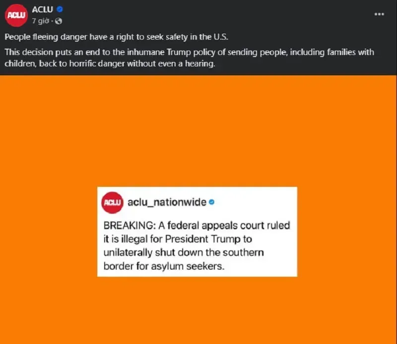 T&ograve;a li&ecirc;n bang chặn sắc lệnh hạn chế tị nạn bi&ecirc;n giới của &ocirc;ng Trump