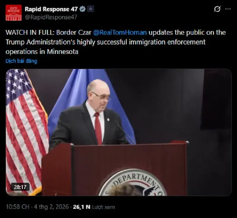 Ch&iacute;nh quyền &ocirc;ng Trump r&uacute;t 700 sĩ quan li&ecirc;n bang khỏi Minnesota