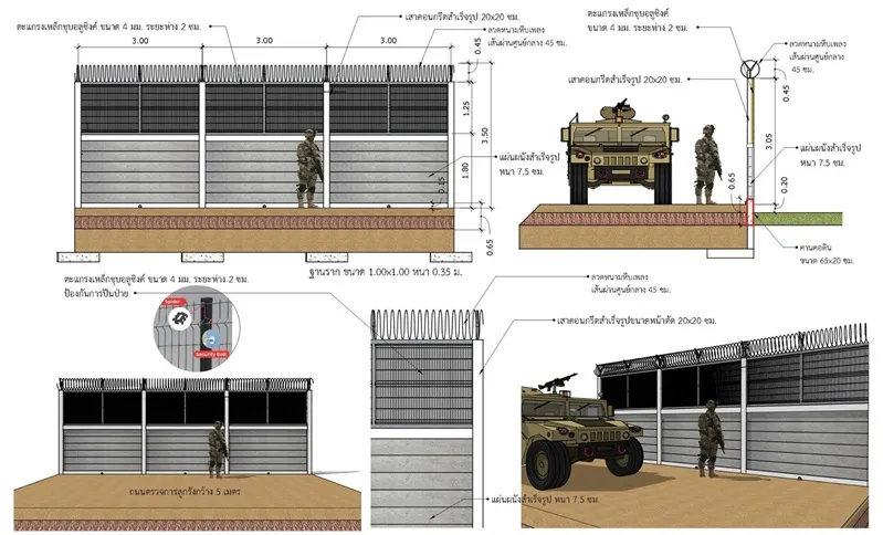 Th&aacute;i Lan x&acirc;y dựng h&agrave;ng r&agrave;o an ninh dọc bi&ecirc;n giới với Campuchia 