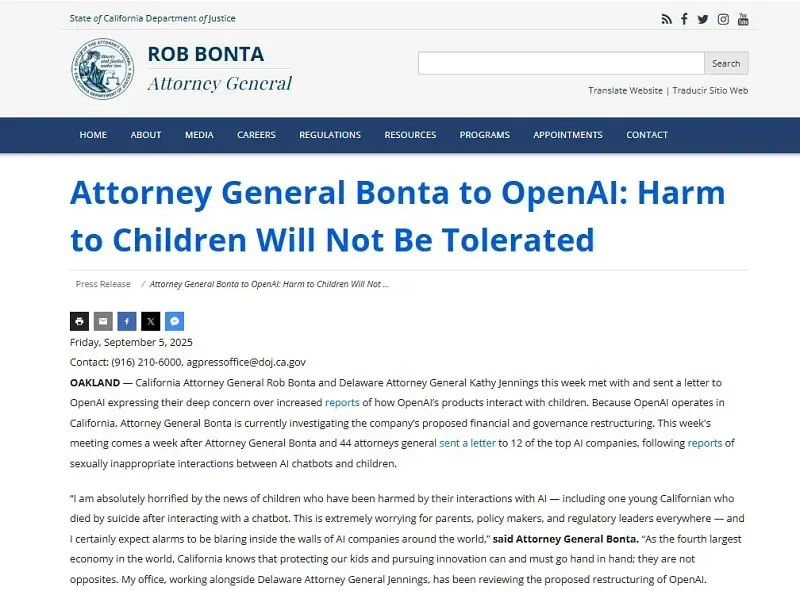California ban hành luật bảo vệ trẻ em khỏi rủi ro từ chatbot AI