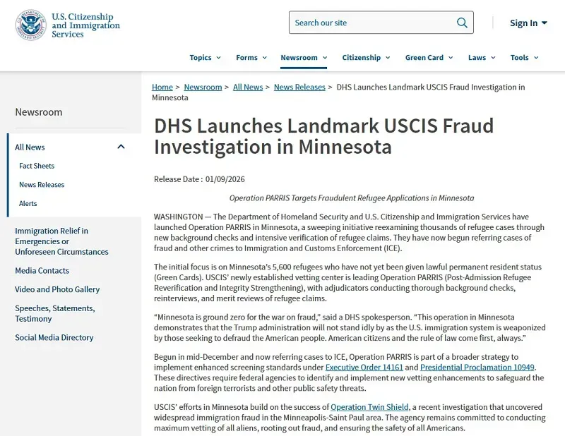 Ch&iacute;nh quyền Trump xem x&eacute;t quy chế tị nạn của cư d&acirc;n Minnesota