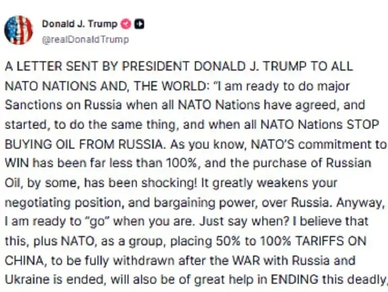 Ông Trump kêu gọi NATO cấm vận dầu mỏ Nga và áp thế Trung Quốc