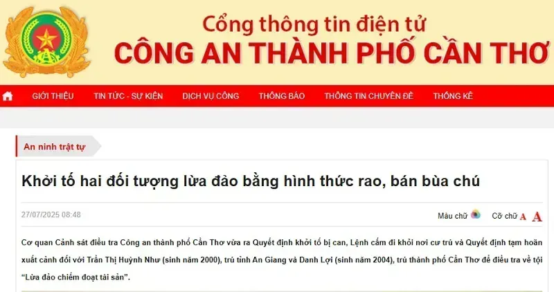 Lừa đảo rao bán bùa chú, hai đối tượng bị công an Việt Nam truy tố