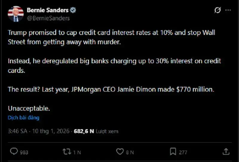 Trump k&ecirc;u gọi &aacute;p trần l&atilde;i suất thẻ t&iacute;n dụng 10% trong v&ograve;ng một năm