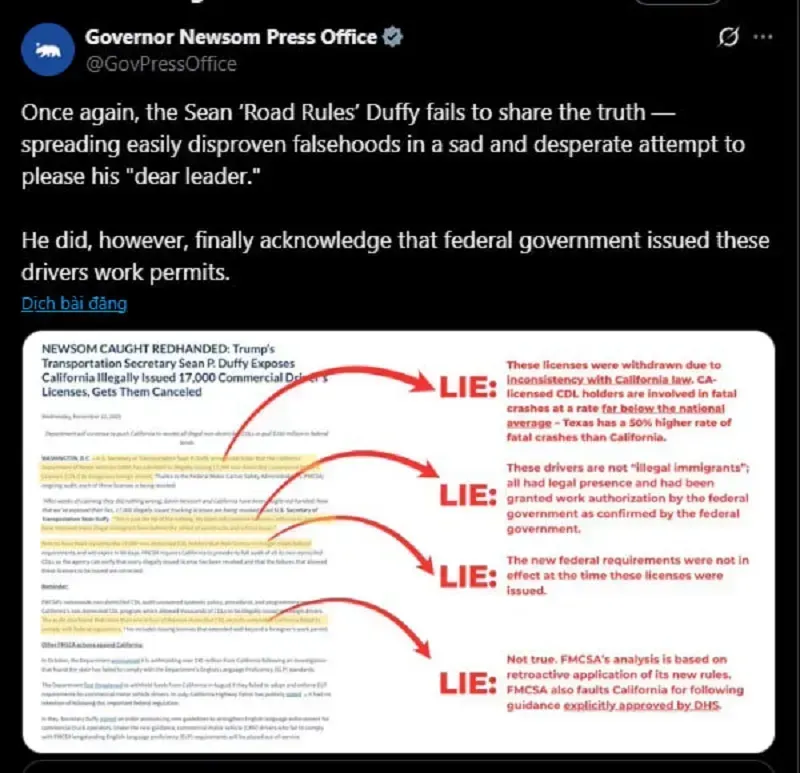 California thu 17.000 giấy phép lái xe thương mại của người nhập cư