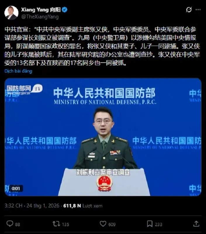 Trung Quốc điều tra tướng lĩnh qu&acirc;n đội cấp cao, dư luận đặt giả thuyết