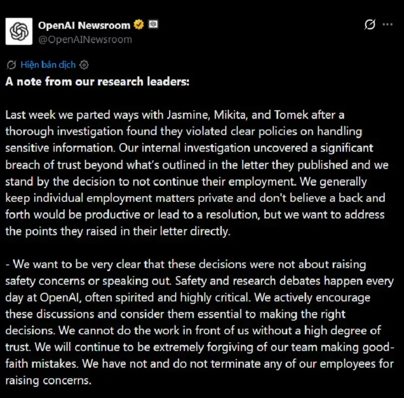 Nh&acirc;n vi&ecirc;n OpenAI bị FBI bắt giữ với c&aacute;o buộc đặt m&aacute;y ghi &acirc;m b&iacute; mật