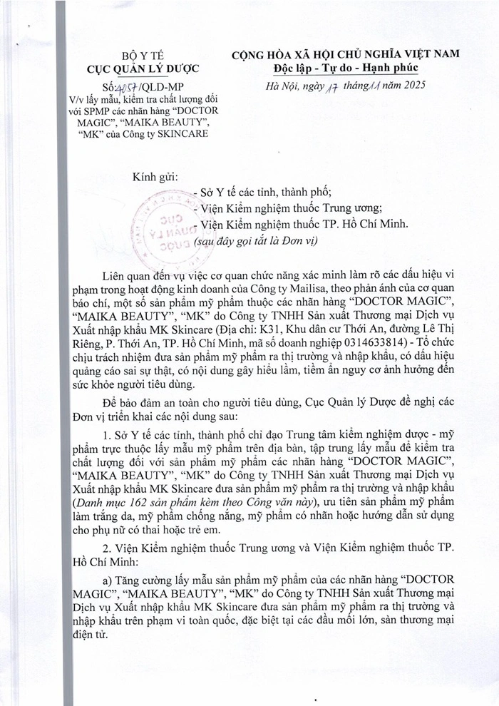Bo-Y-te-yeu-cau-kiem-nghiem-162-san-pham-cua-Mailisa-2.webp Bộ Y tế yêu cầu kiểm nghiệm 162 sản phẩm của Mailisa