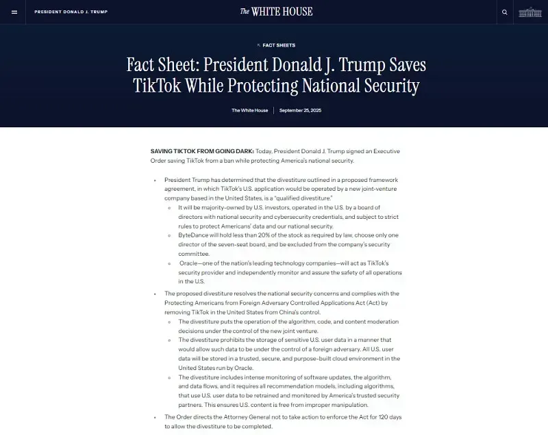 R&ograve; rỉ tin TikTok k&yacute; thỏa thuận th&agrave;nh lập li&ecirc;n doanh mới tại Hoa Kỳ