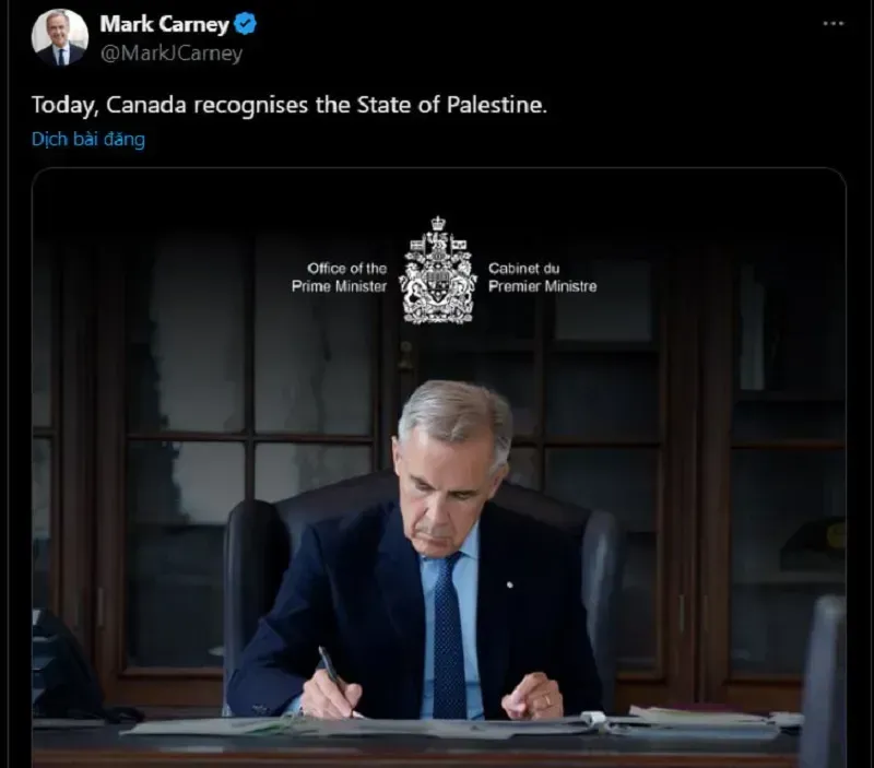 Anh, Canada, Úc chính thức công nhận Nhà nước Palestine