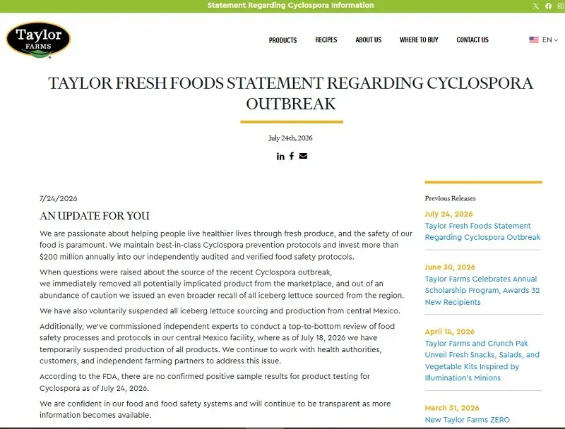 Hoa Kỳ chưa thể kiểm so&aacute;t ho&agrave;n to&agrave;n đợt b&ugrave;ng ph&aacute;t dịch cyclosporiasis?