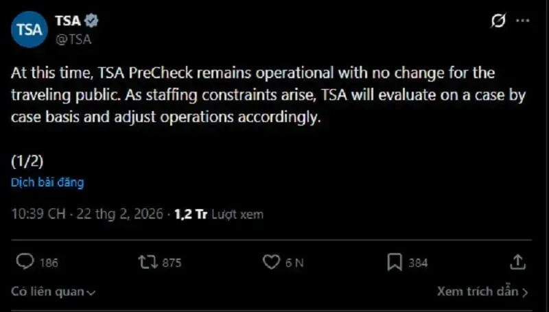 Bộ An ninh Nội địa khởi động lại chương tr&igrave;nh th&ocirc;ng quan nhanh