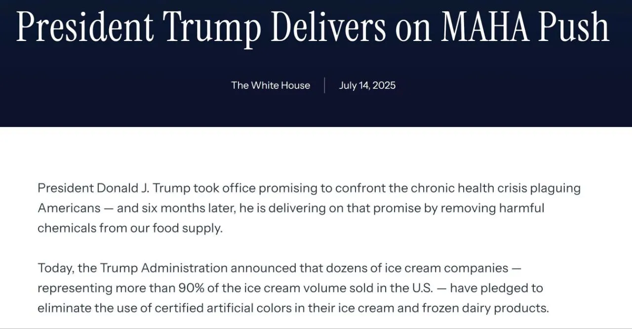Tổng thống Trump yêu cầu các hãng kem lớn ngừng dùng phẩm màu nhân tạo