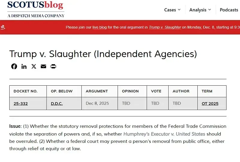 SCOTUS sẽ xem xét vụ kiện có thể làm thay đổi quyền lực Tổng thống