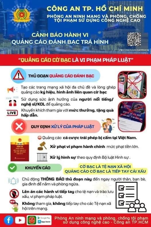 Công an TP. HCM cảnh báo ca sĩ lợi dụng danh tiếng quảng cáo cờ bạc