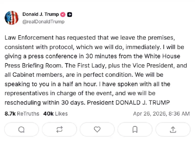 Nghi phạm nổ s&uacute;ng tại tiệc Nh&agrave; Trắng bị bắt, Tổng thống vẫn an to&agrave;n