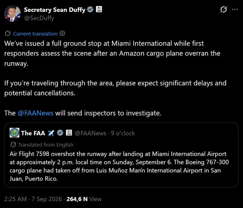 Florida: &Iacute;t nhất 5 người tử vong do m&aacute;y bay chở h&agrave;ng trượt khỏi đường băng