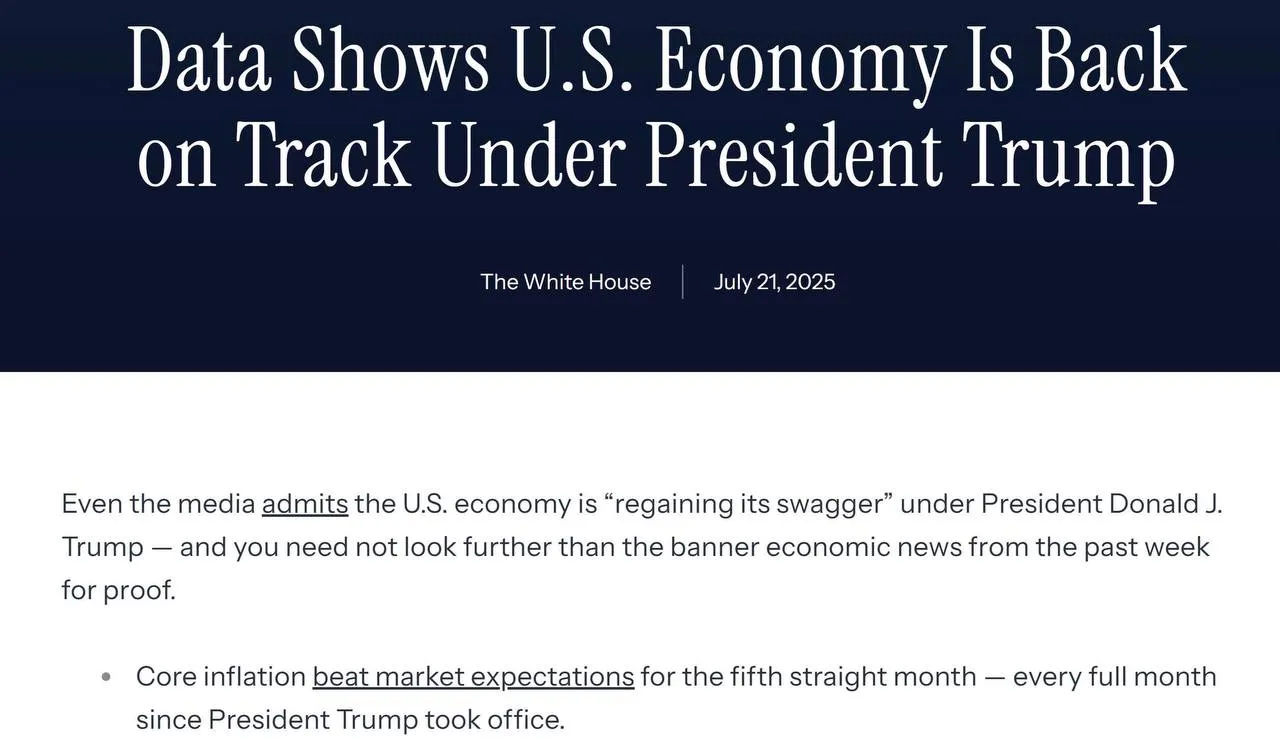 Nhà Trắng khẳng định kinh tế Hoa Kỳ “trở lại quỹ đạo” dưới thời Tổng thống Trump