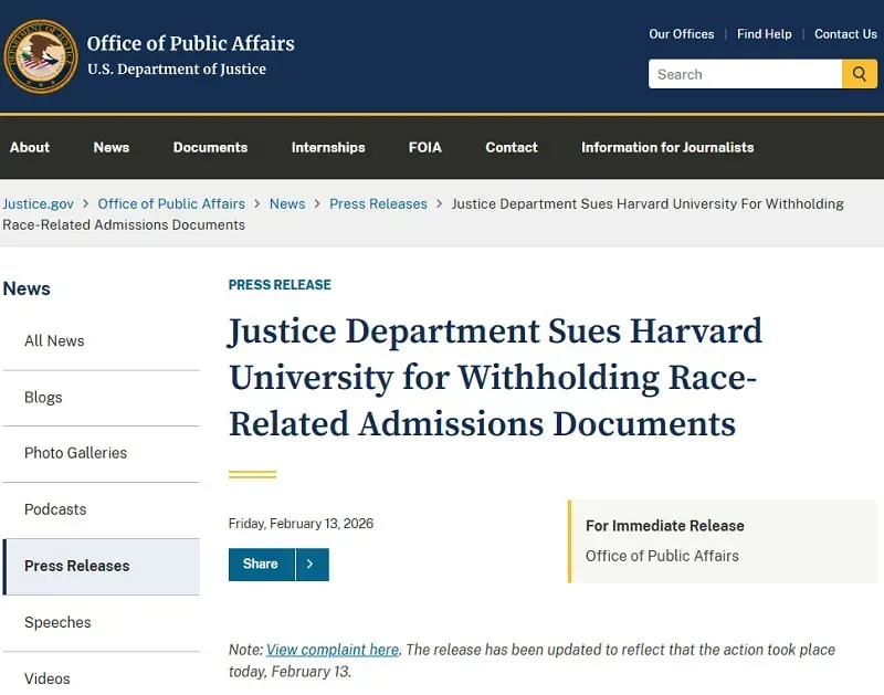 Ch&iacute;nh quyền Trump kiện Đại học Harvard, y&ecirc;u cầu cung cấp dữ liệu tuyển sinh