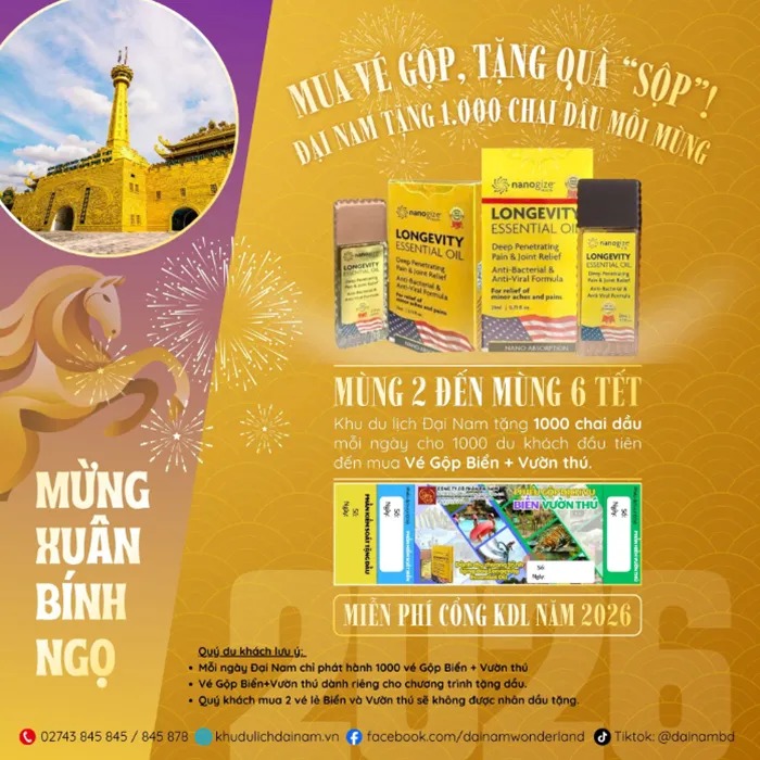 Khu du lịch Đại Nam miễn ph&iacute; cổng v&agrave;o dịp Tết B&iacute;nh Ngọ 2026