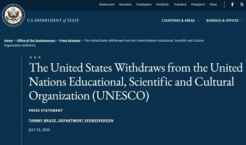 Hoa Kỳ rút khỏi UNESCO, cáo buộc tổ chức này gây chia rẽ