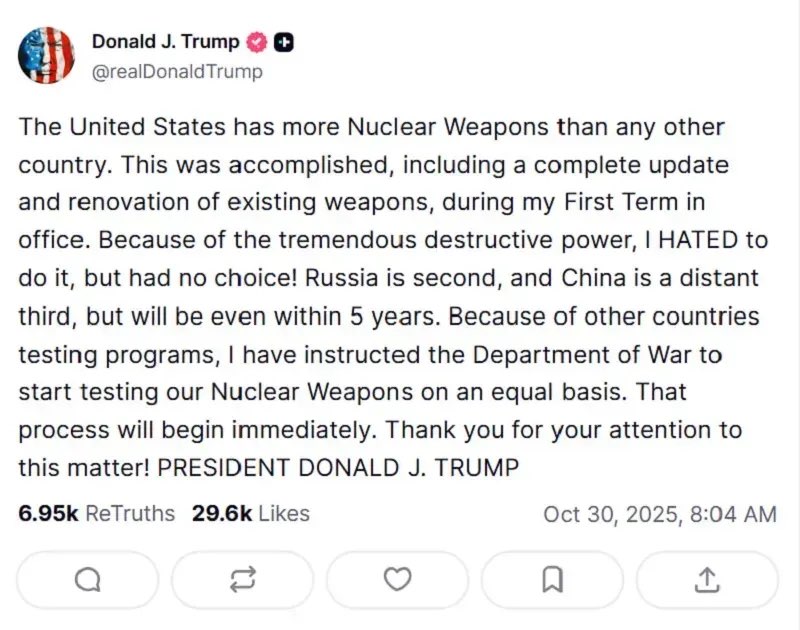 Chính quyền Trump ra lệnh thử hạt nhân, chuyên gia cảnh báo