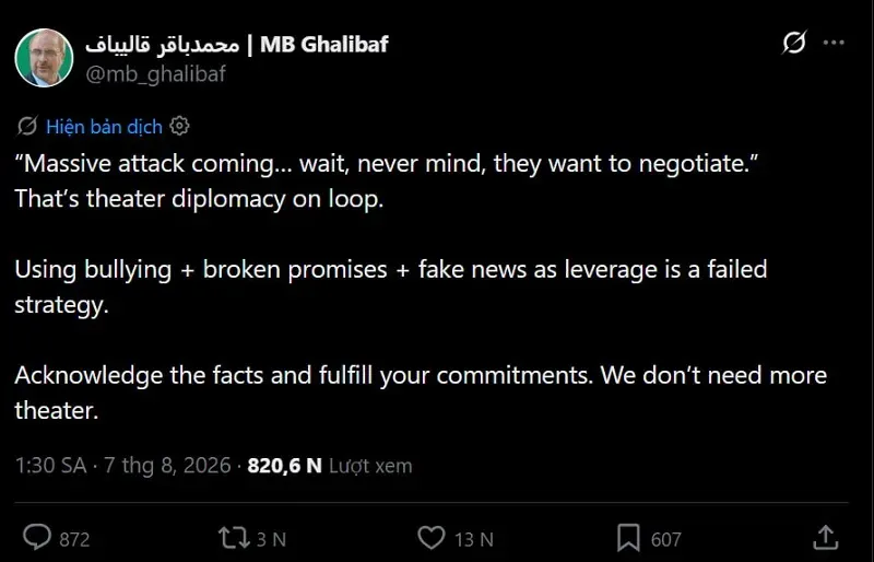 Iran tố Trump d&agrave;n dựng &ldquo;m&agrave;n kịch ngoại giao&rdquo;