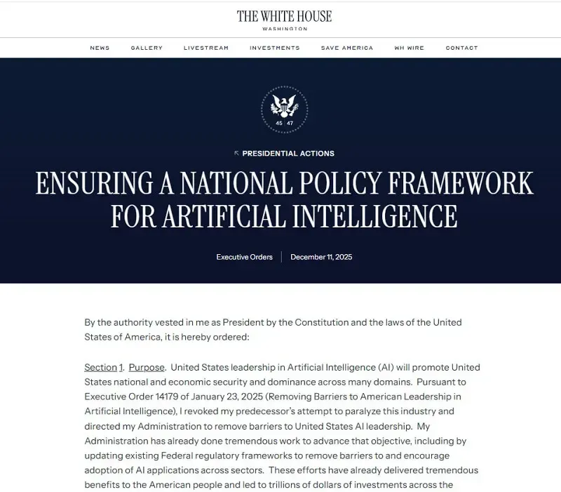 Ch&iacute;nh quyền Trump đề xuất luật AI quốc gia, bỏ quy định ri&ecirc;ng ở c&aacute;c bang