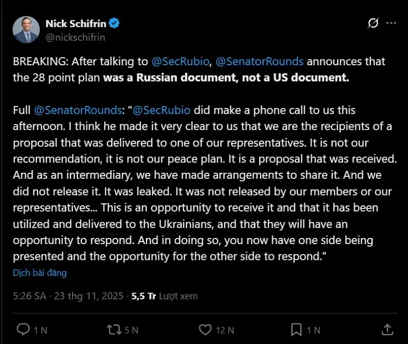 Kế hoạch hòa bình Nga - Ukraine có nguồn gốc từ Moscow?