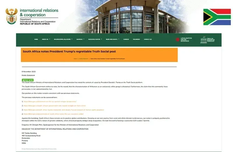 hoa-ky-2.webp Hoa Kỳ không tham dự G20 tại Nam Phi, “chủ nhà” lên tiếng