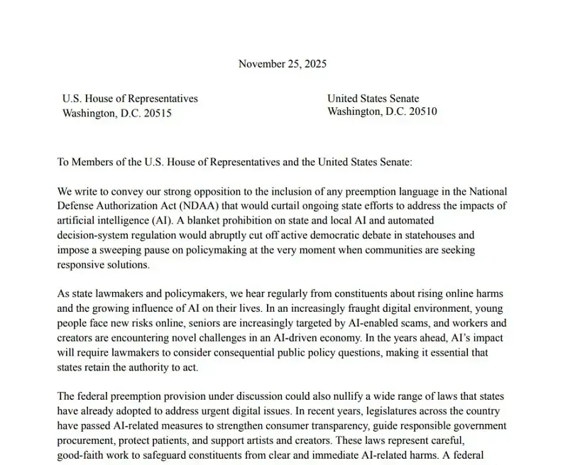 Tiểu bang gây sức ép Quốc hội về kế hoạch ngăn chặn luật AI