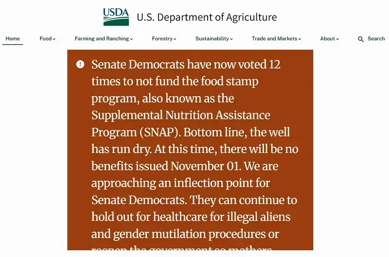 Hoa Kỳ: Viện trợ lương thực liên bang có thể ngừng phát ngày 1/11