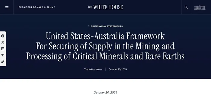 Hoa Kỳ ký kết thỏa thuận đất hiếm và khoáng sản với Úc Hoa Kỳ ký kết thỏa thuận đất hiếm và khoáng sản với Úc