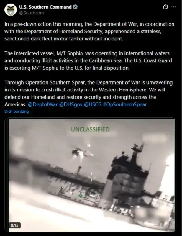 Hoa Kỳ tịch thu 2 t&agrave;u chở dầu li&ecirc;n quan Venezuela, một t&agrave;u treo cờ Nga