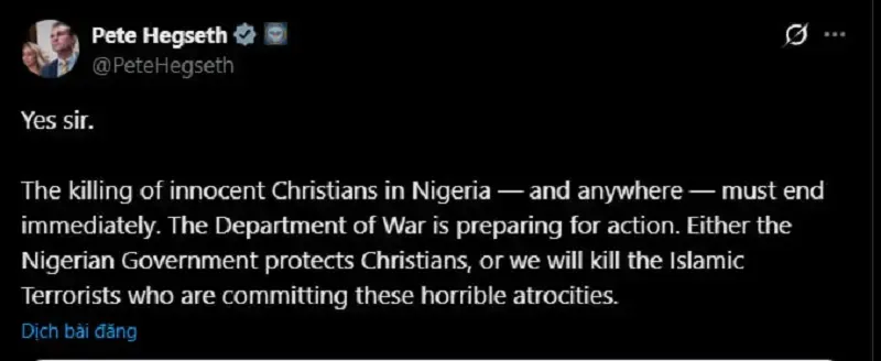 Trump dọa cắt viện trợ cho Nigeria vì vấn đề tôn giáo