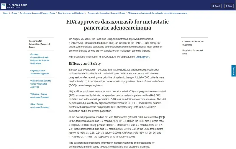 FDA ph&ecirc; duyệt thuốc mới gi&uacute;p điều trị ung thư tuyến tụy đ&atilde; di căn