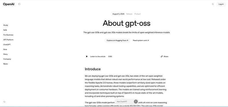 OpenAI ra mắt GPT-OSS cạnh tranh với Meta, DeepSeek